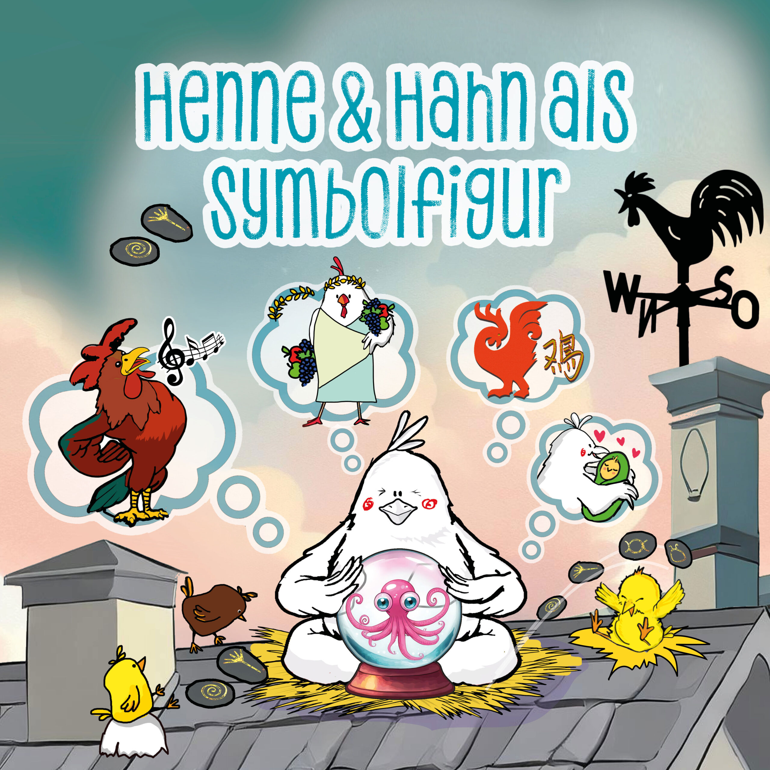 Henne und Hahn als Symbolfigur