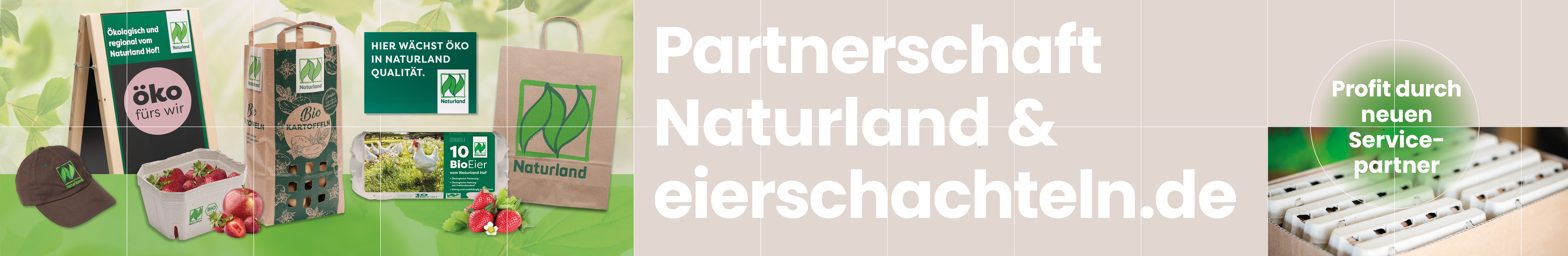 Blogbanner Naturland und eierschachteln.de besiegeln Partnerschaft