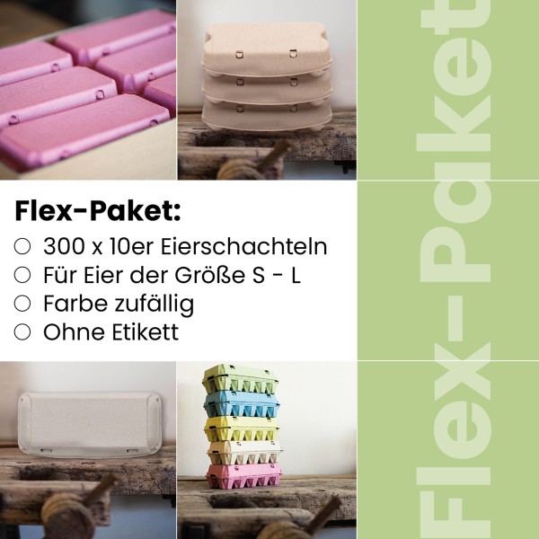Flex-Paket: 300 Stück 10er Eierschachteln neutral