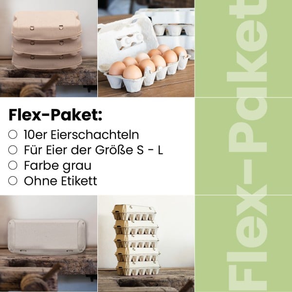 Flex-Paket: 300 Stück 10er Eierschachteln neutral - ohne Etikett