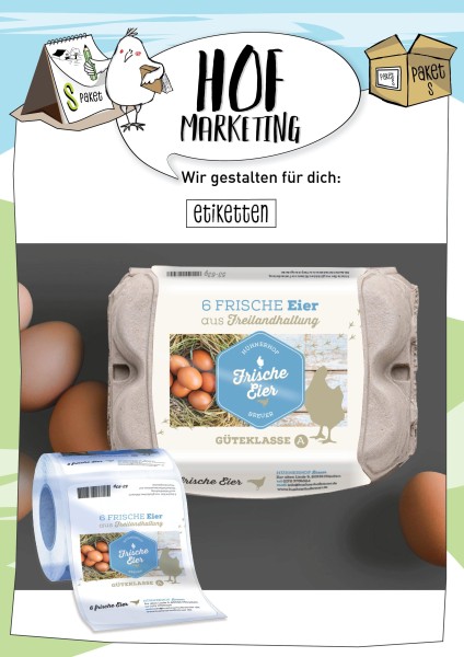 Wir gestalten deine Eierschachtel-Etiketten &#8211; Hofmarketing "S-Paket"